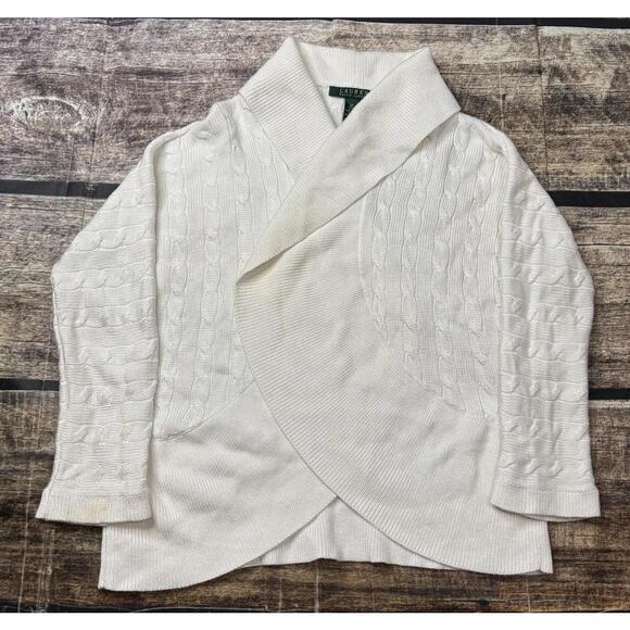 Lauren Ralph Lauren Sweaters - Lauren Ralph Lauren Cardigan Sweater Womens Medium Cable Knit Open Shawl